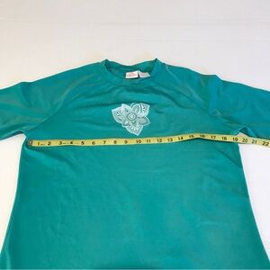 Kanu Surf swim shirt XL green Flower Soft Silky Short Sleeve